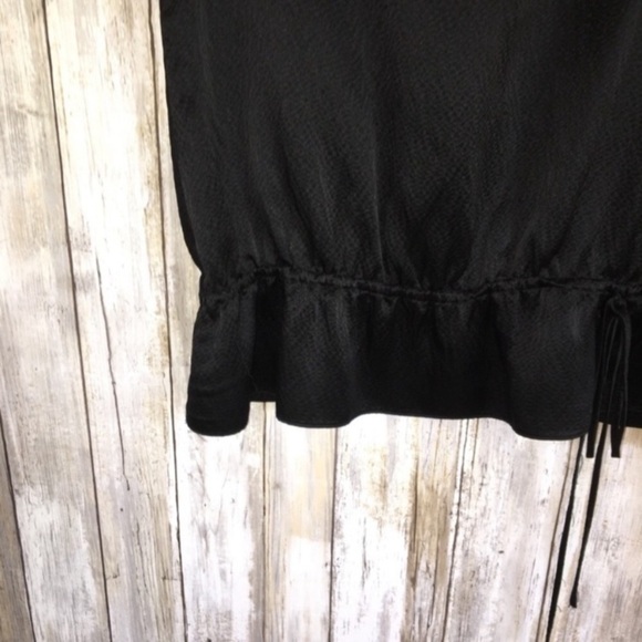 BCBG Black Silk Cinched Bottom Blouse - Picture 3 of 4